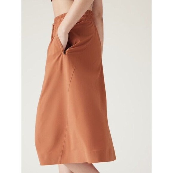 Athleta 10 12 Arrival MIDI Skirt Size 12 Sunbaked Clay Red - Picture 3 of 6